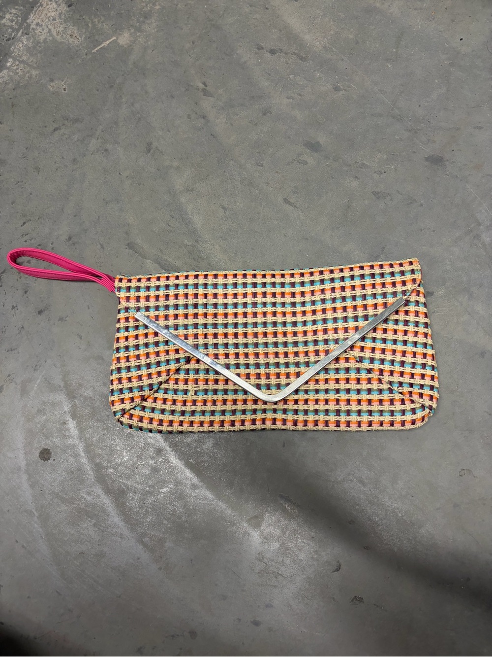 Woven Multicolor Wristlet Clutch straw euro summer